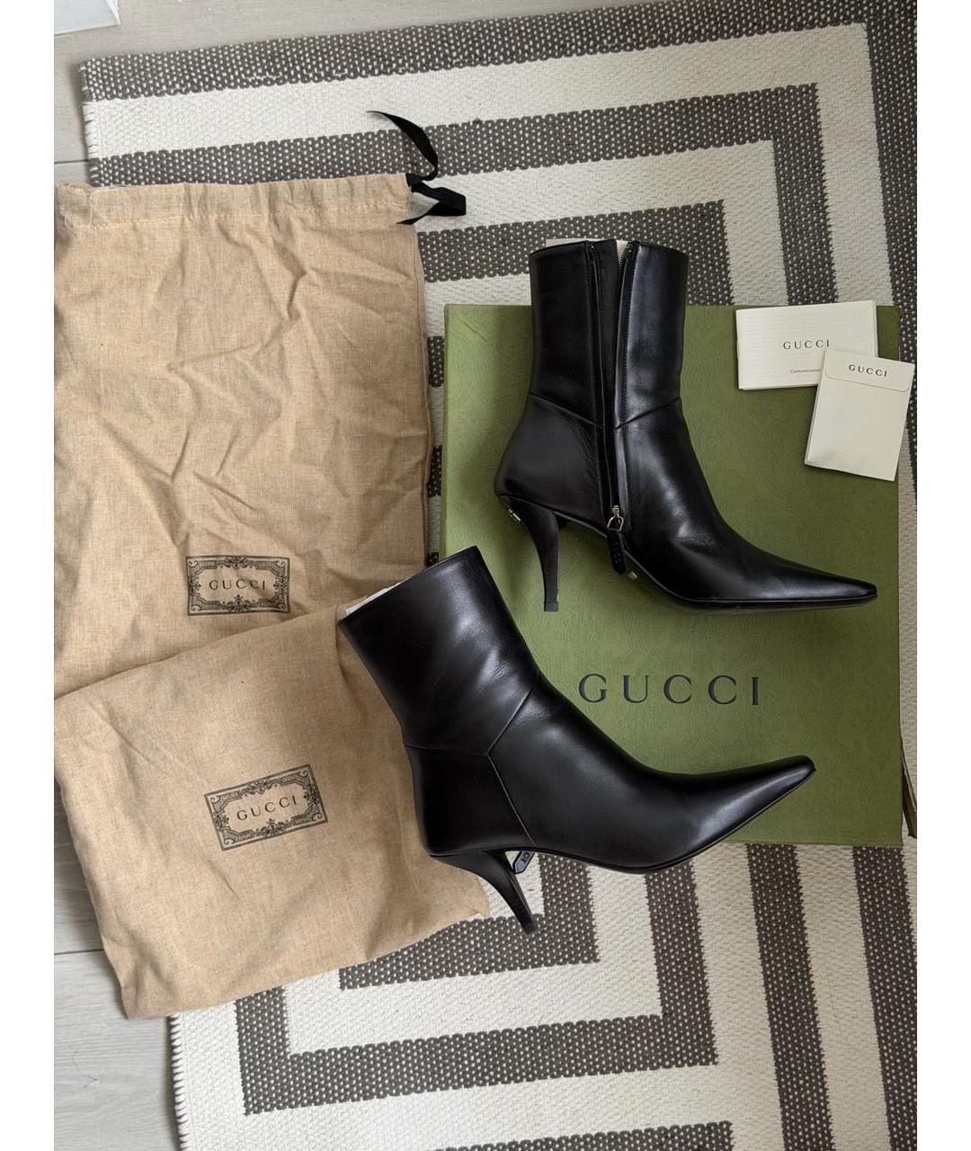 GUCCI Черные кожаные ботильоны, фото 5