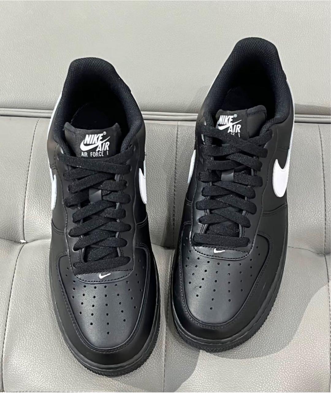 NIKE Черные кожаные низкие кроссовки / кеды, фото 3