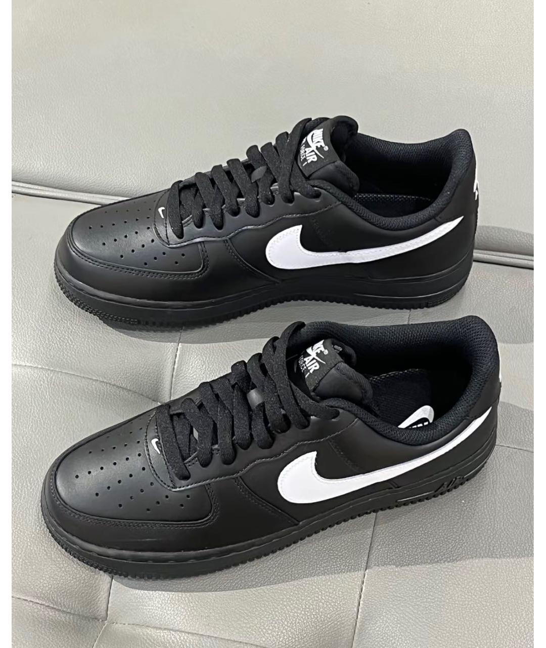 NIKE Черные кожаные низкие кроссовки / кеды, фото 2