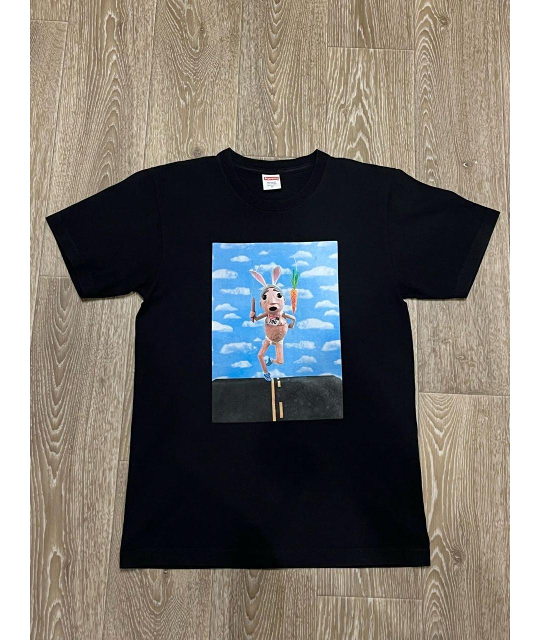SUPREME Черная хлопковая футболка, фото 6