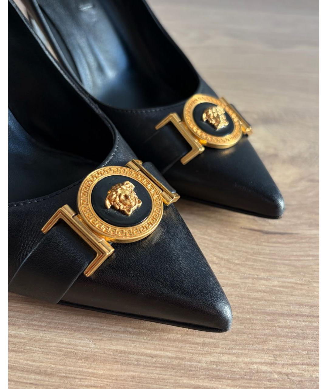 VERSACE Черные кожаные туфли, фото 5
