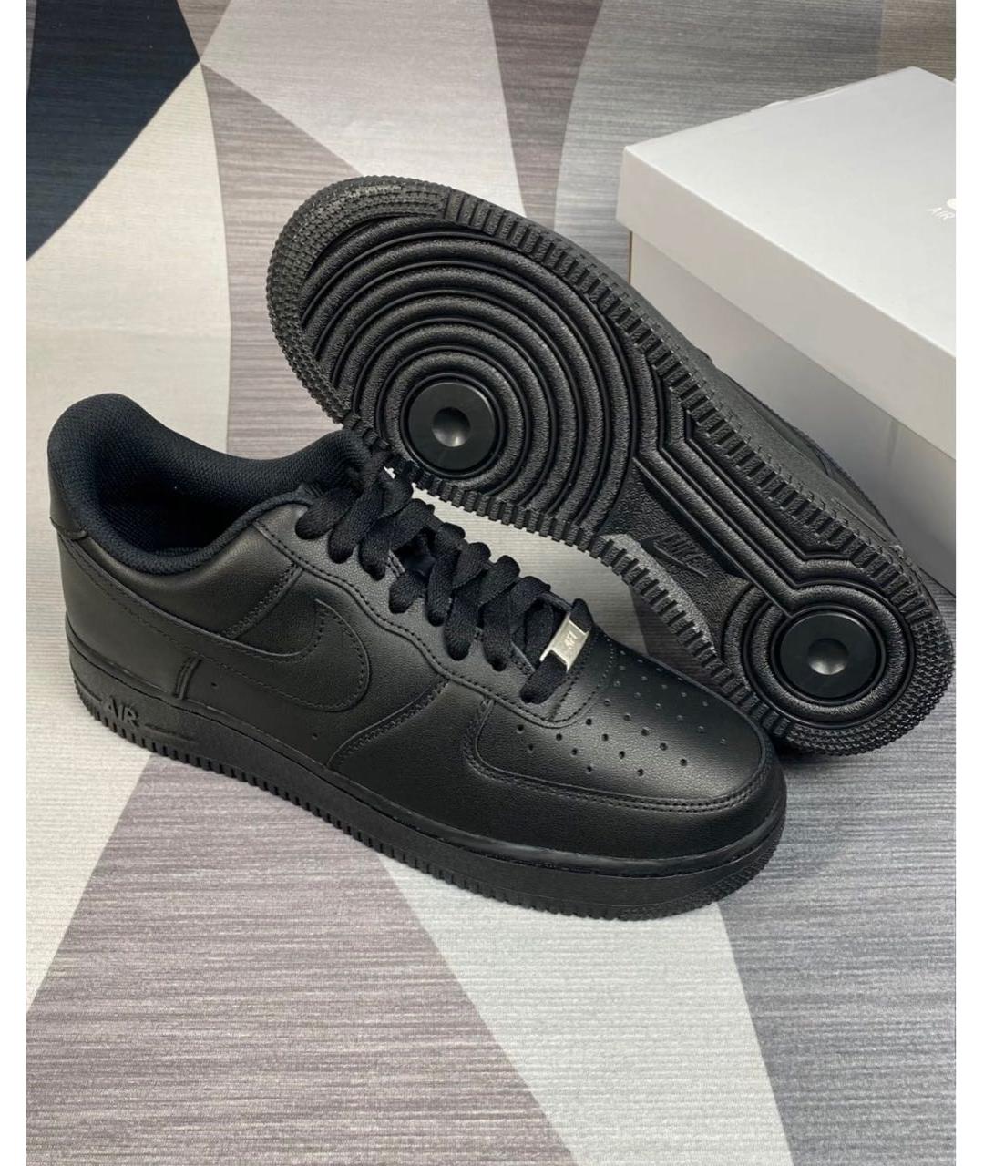 NIKE Черные кожаные низкие кроссовки / кеды, фото 3