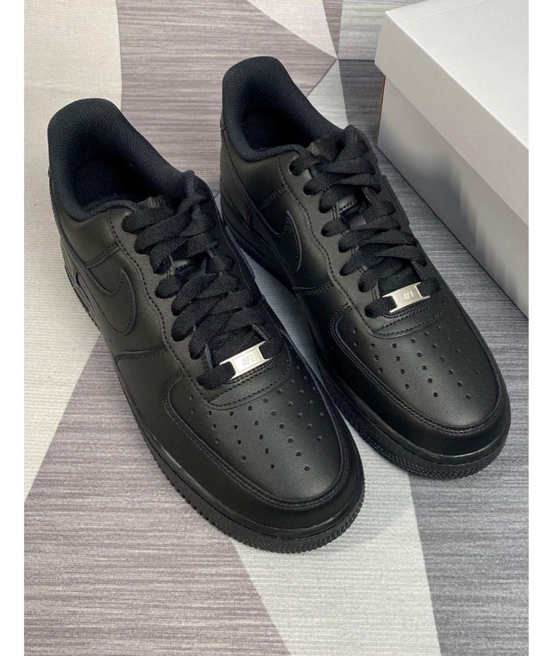 NIKE Черные кожаные низкие кроссовки / кеды, фото 2
