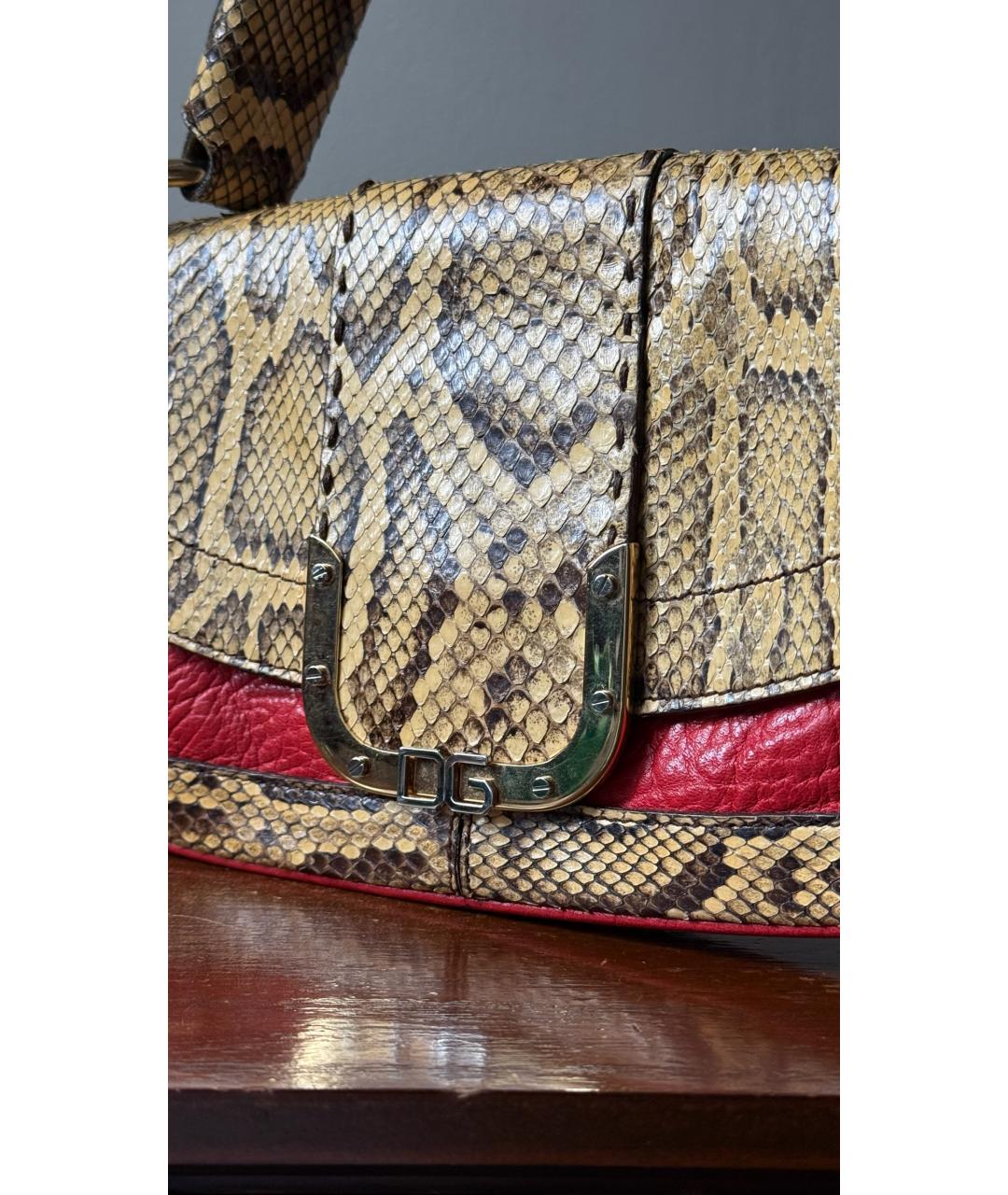 DOLCE&GABBANA Бежевая кожаная сумка с короткими ручками, фото 7