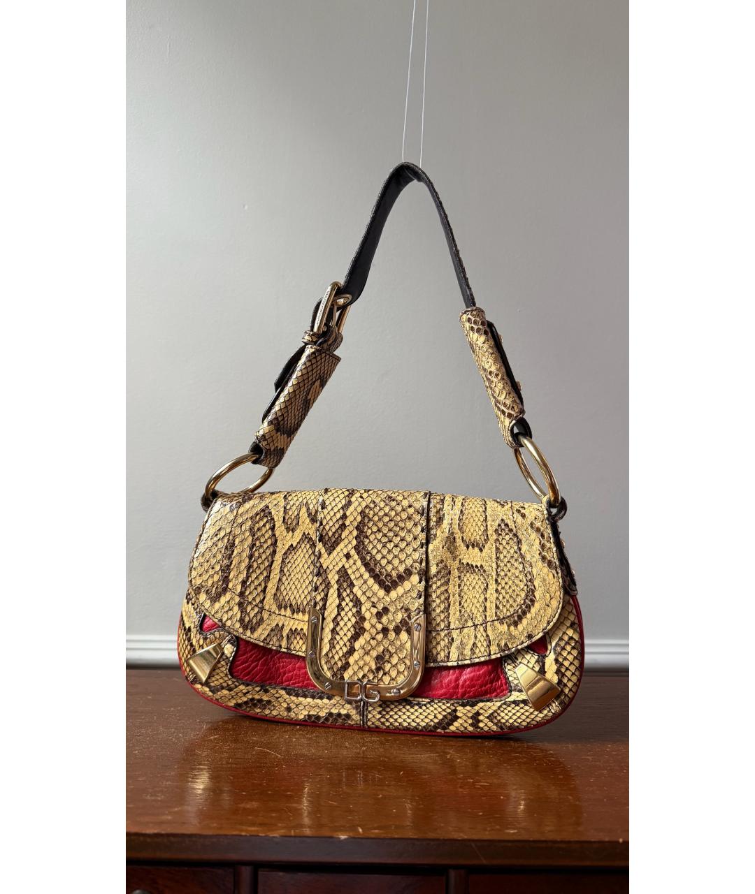 DOLCE&GABBANA Бежевая кожаная сумка с короткими ручками, фото 9