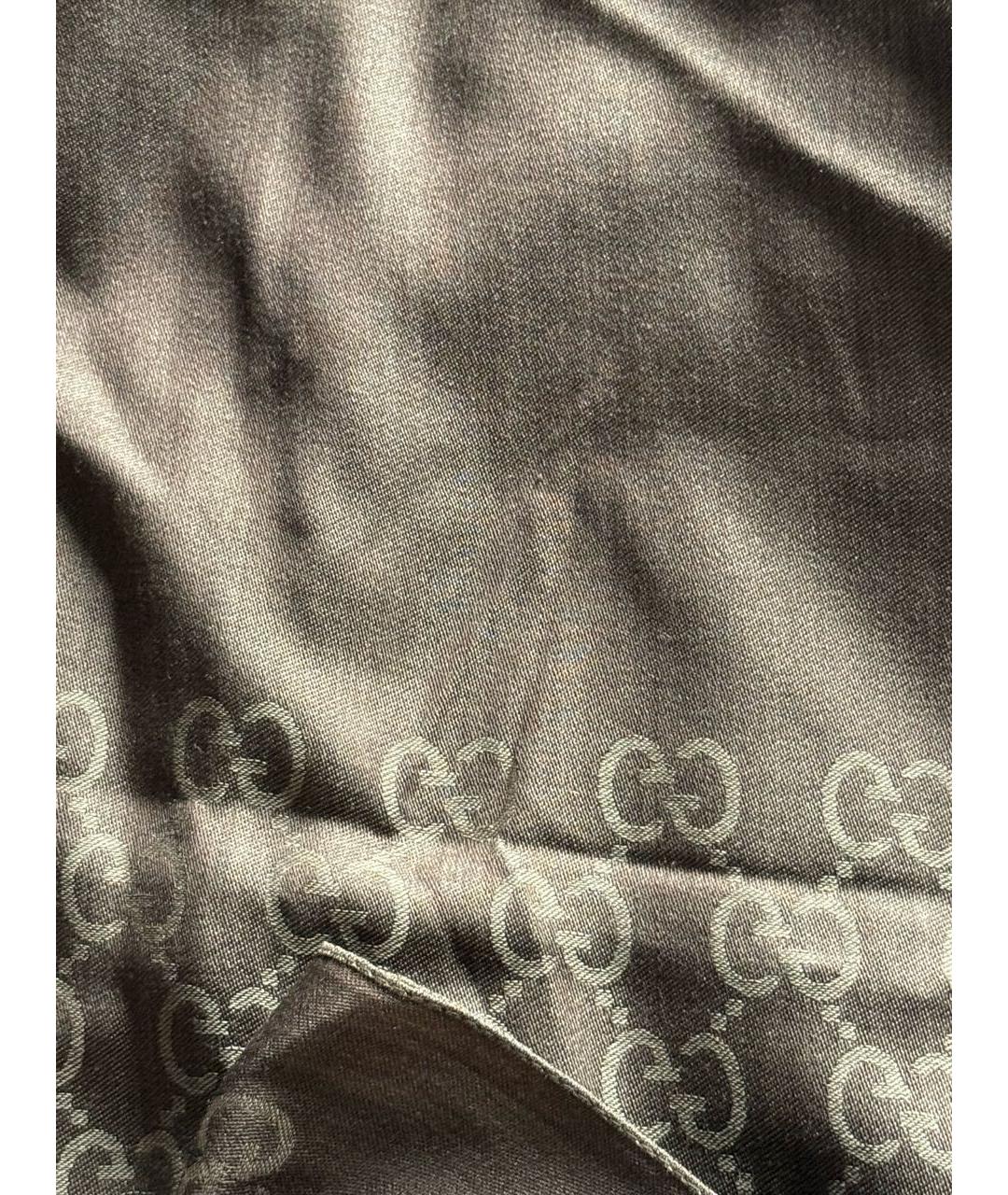 GUCCI Коричневый шерстяной шарф, фото 2