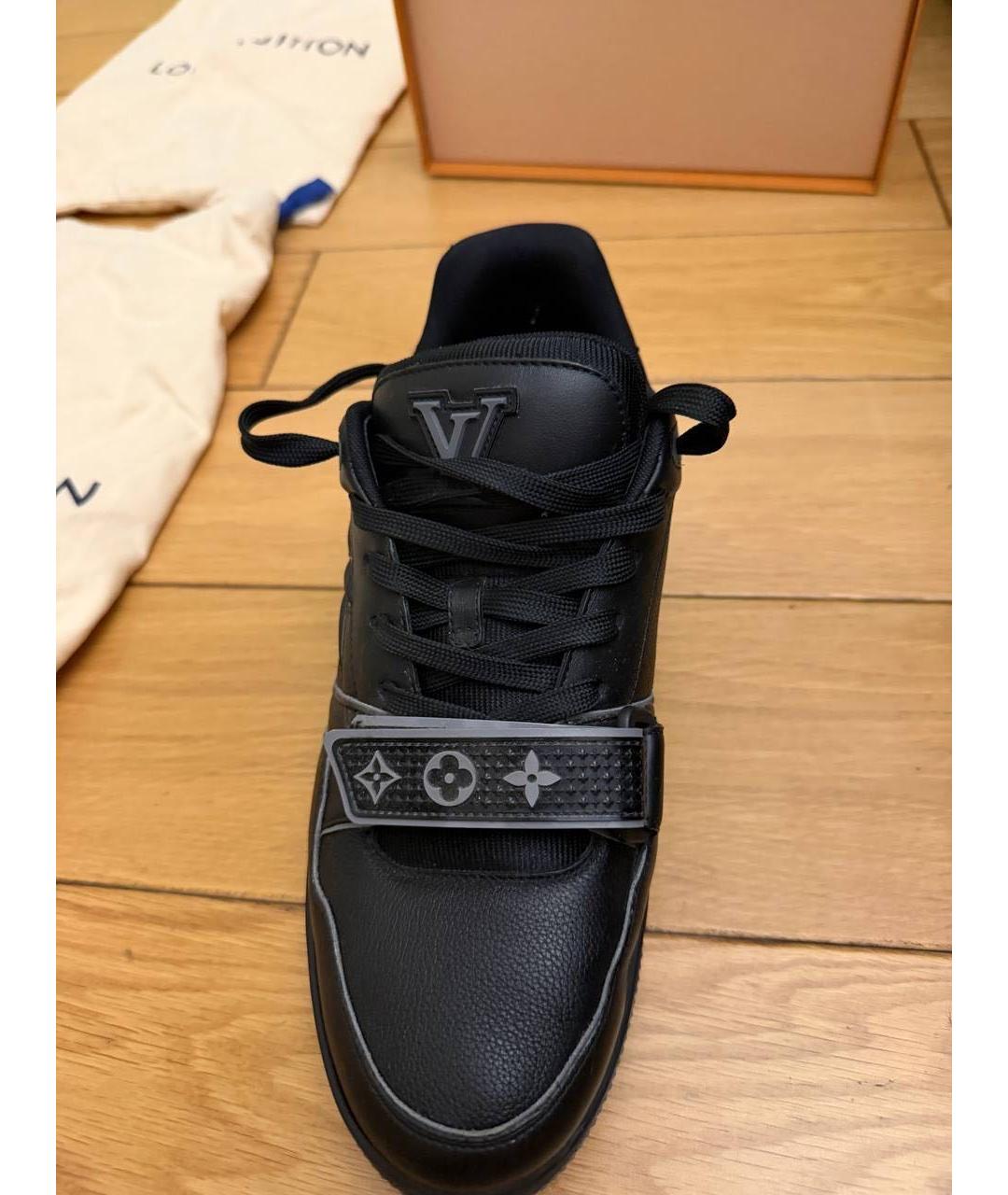 LOUIS VUITTON Черные кожаные низкие кроссовки / кеды, фото 6