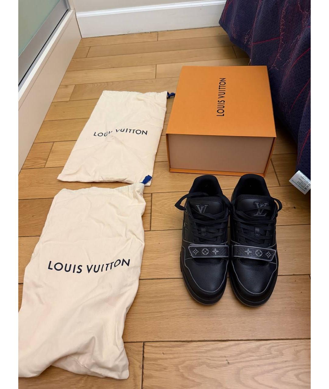 LOUIS VUITTON Черные кожаные низкие кроссовки / кеды, фото 2