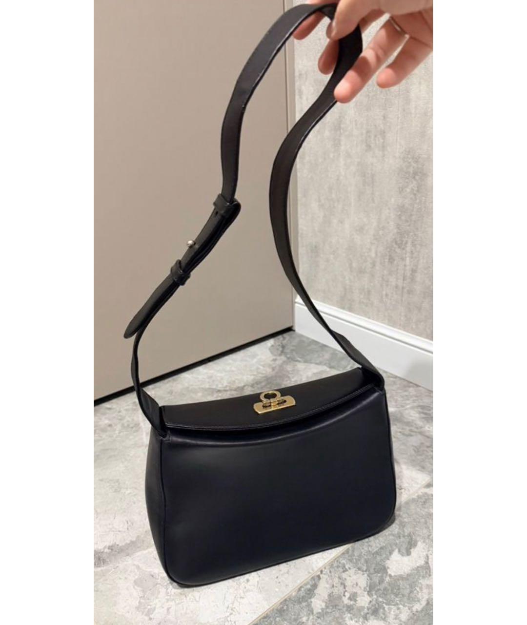 FERRAGAMO Черная кожаная сумка с короткими ручками, фото 2