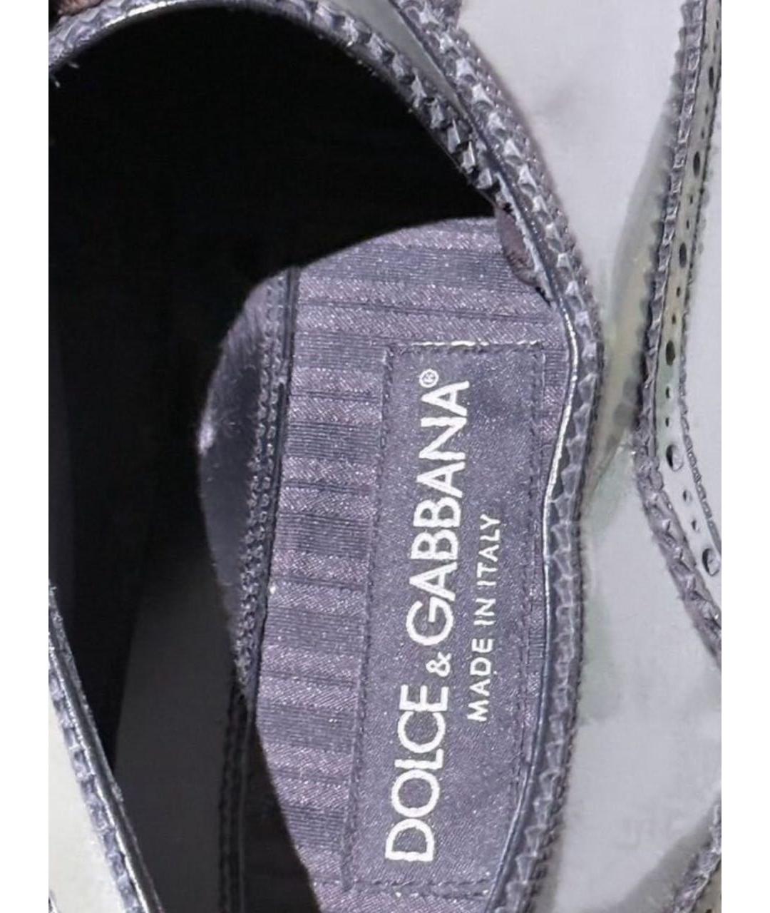 DOLCE&GABBANA Серые кожаные туфли, фото 5