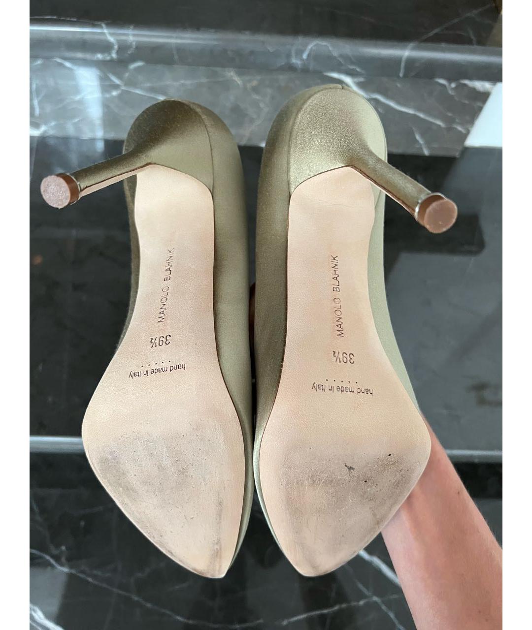MANOLO BLAHNIK Хаки текстильные туфли, фото 6