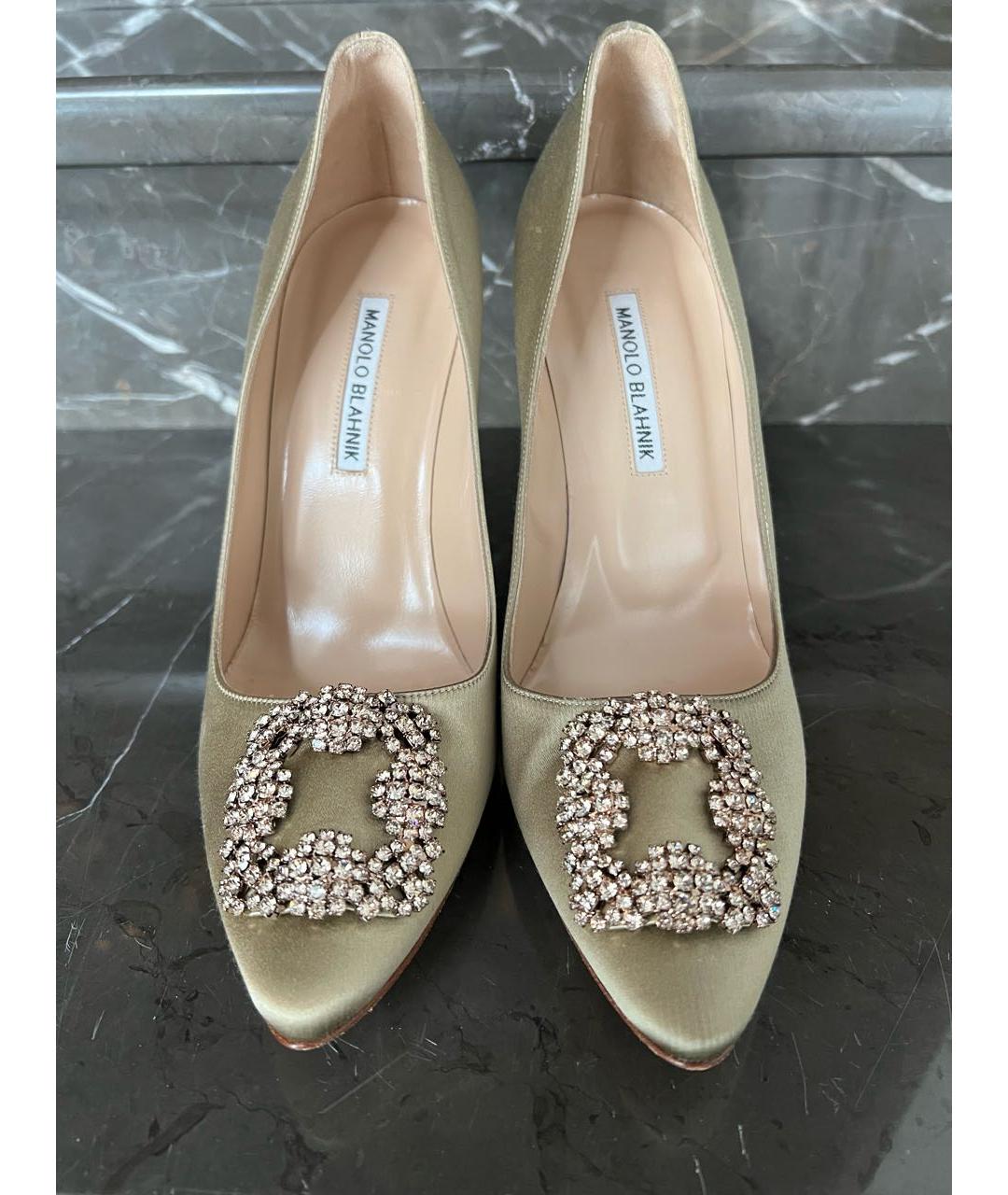 MANOLO BLAHNIK Хаки текстильные туфли, фото 2