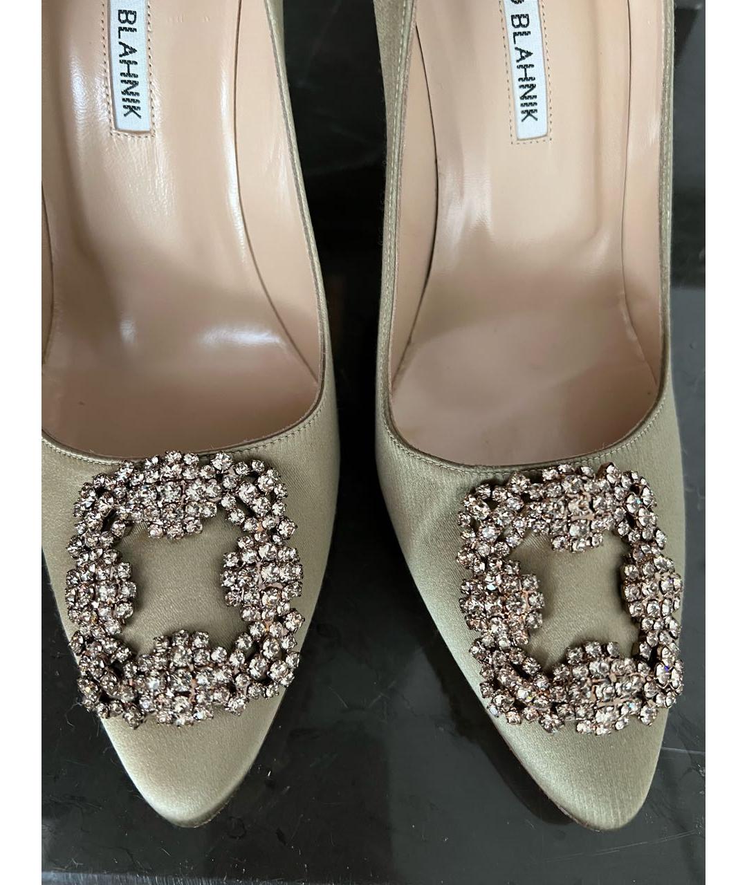 MANOLO BLAHNIK Хаки текстильные туфли, фото 5