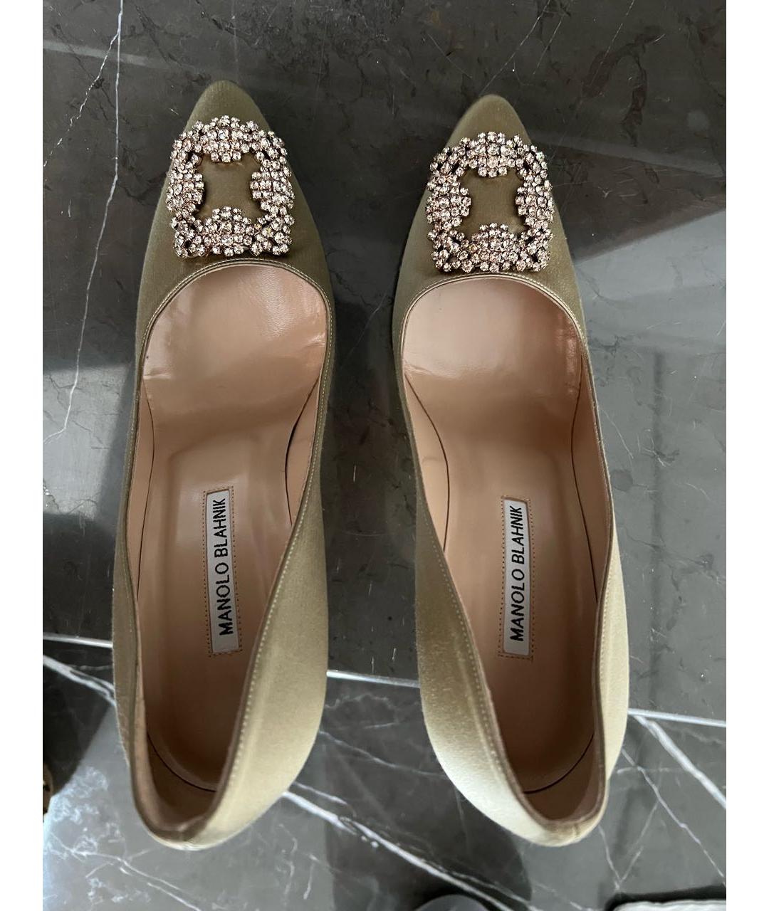 MANOLO BLAHNIK Хаки текстильные туфли, фото 3