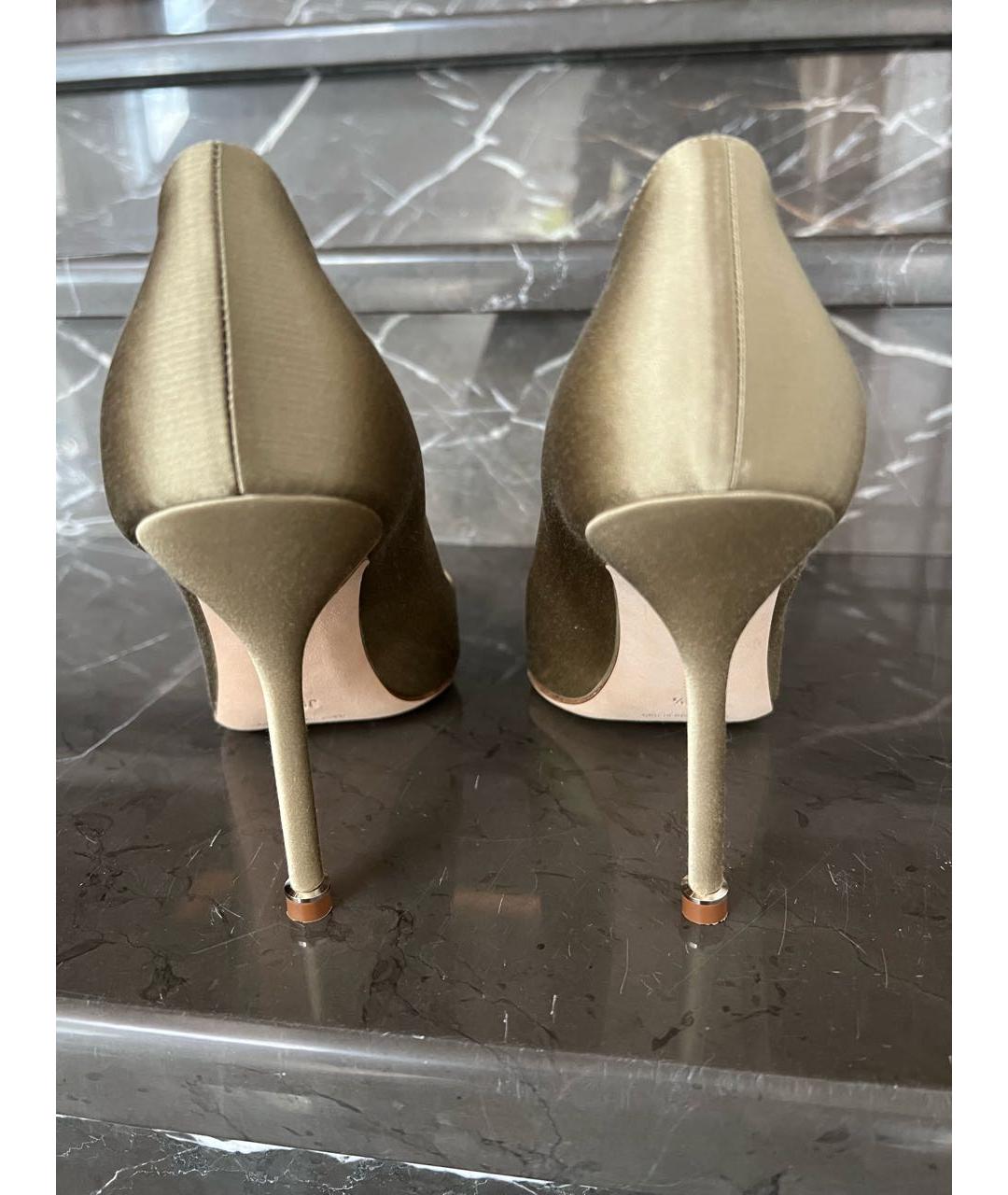 MANOLO BLAHNIK Хаки текстильные туфли, фото 4