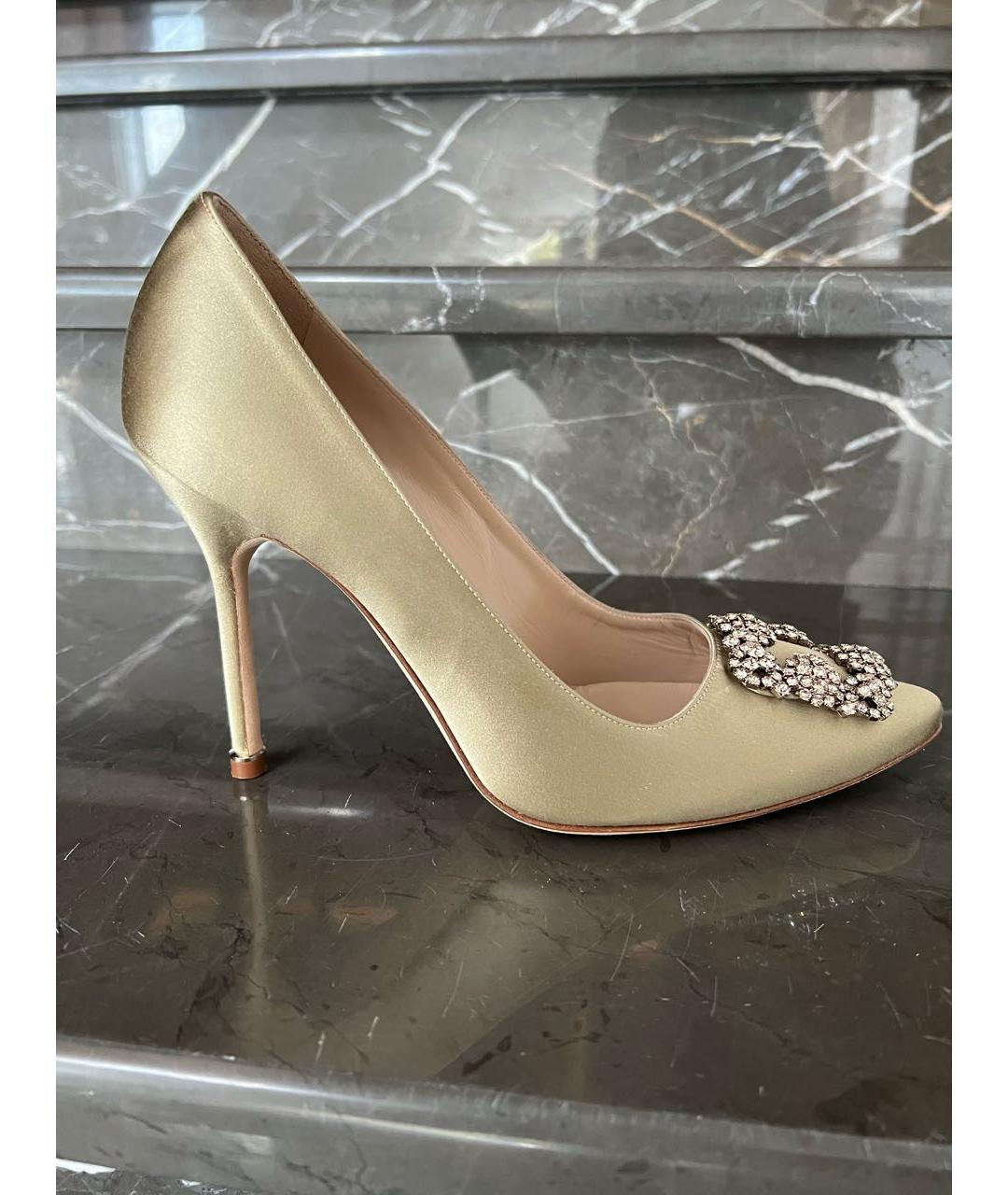 MANOLO BLAHNIK Хаки текстильные туфли, фото 7