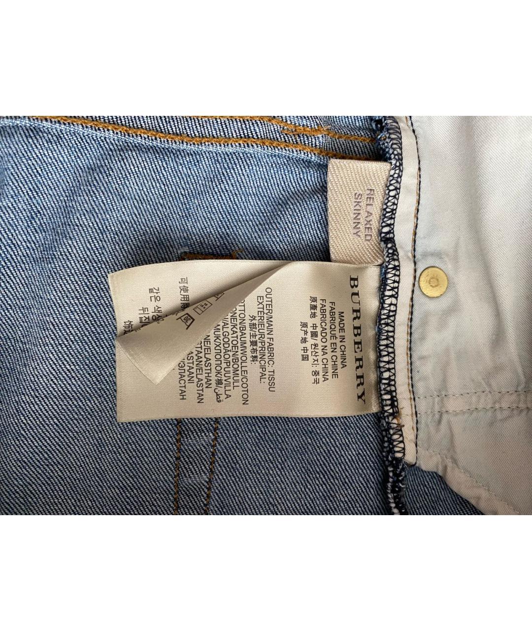 BURBERRY Синие хлопковые джинсы слим, фото 3