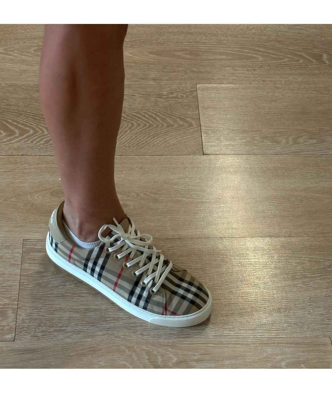 BURBERRY Бежевые кеды, фото 4