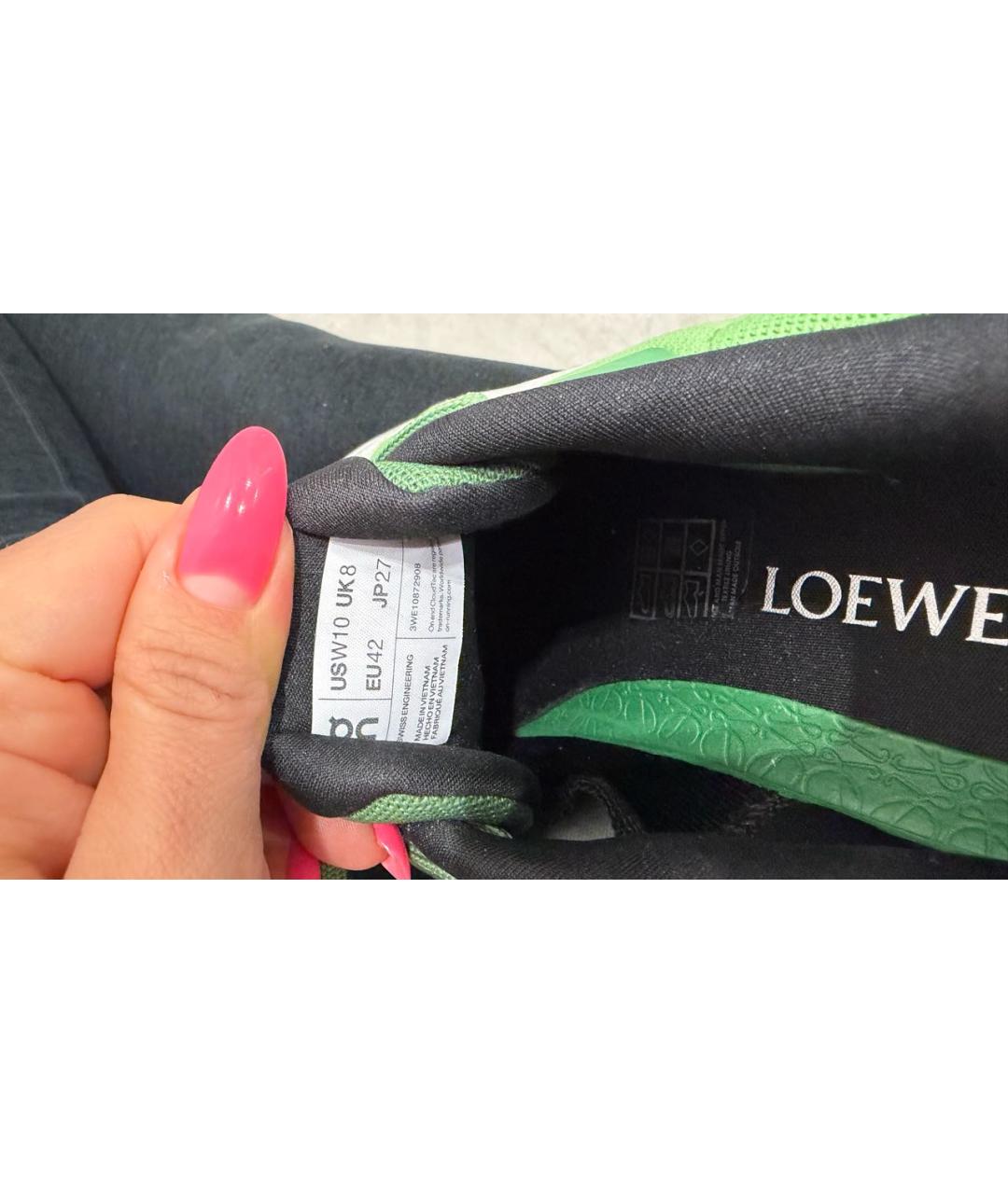 LOEWE Зеленые текстильные кроссовки, фото 5