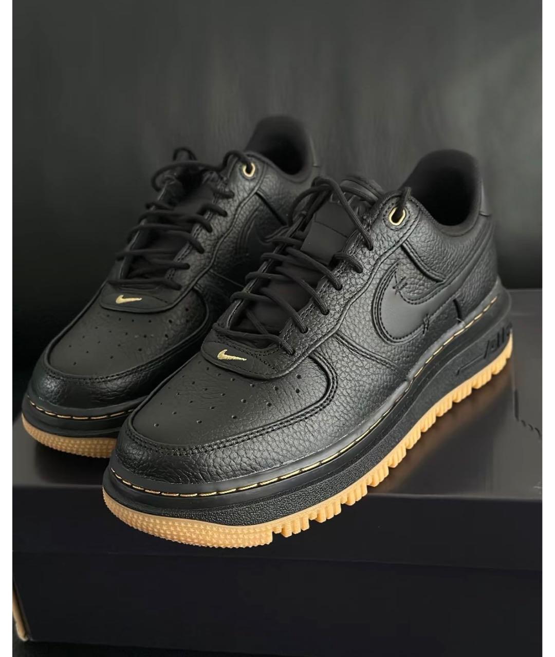 NIKE Черные кожаные низкие кроссовки / кеды, фото 2