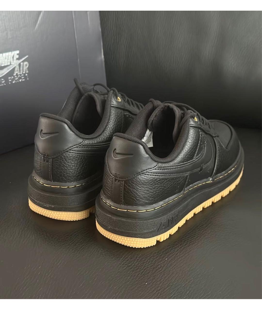 NIKE Черные кожаные низкие кроссовки / кеды, фото 4