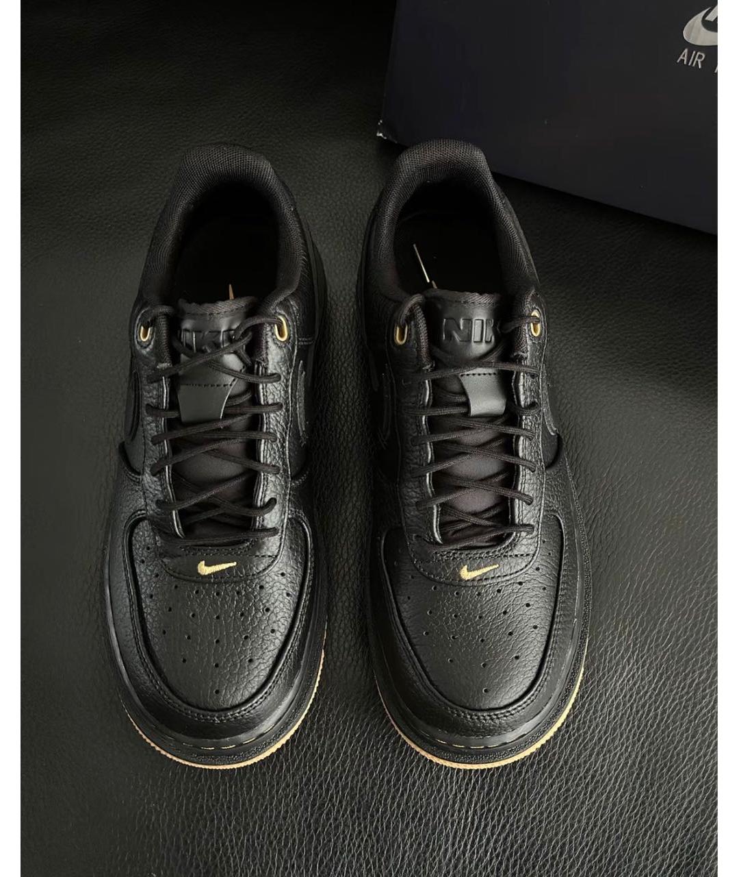 NIKE Черные кожаные низкие кроссовки / кеды, фото 3