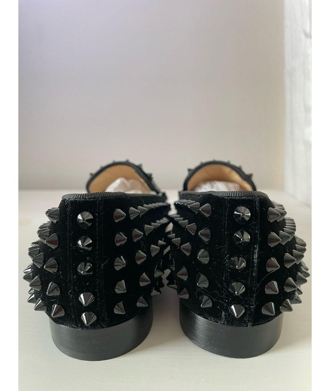 CHRISTIAN LOUBOUTIN Черные бархатные лоферы, фото 4