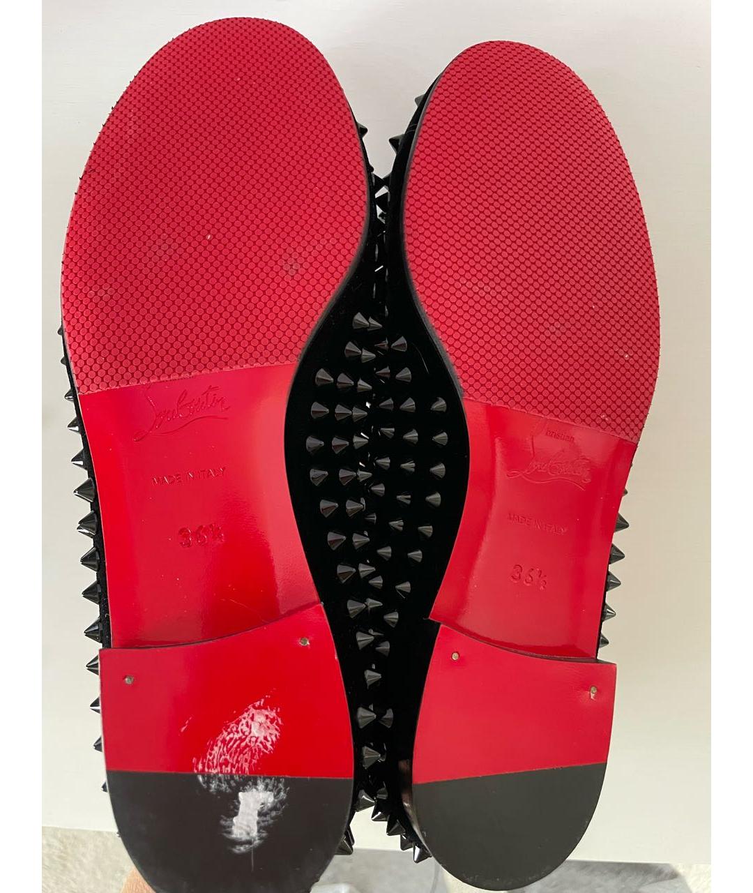 CHRISTIAN LOUBOUTIN Черные бархатные лоферы, фото 5
