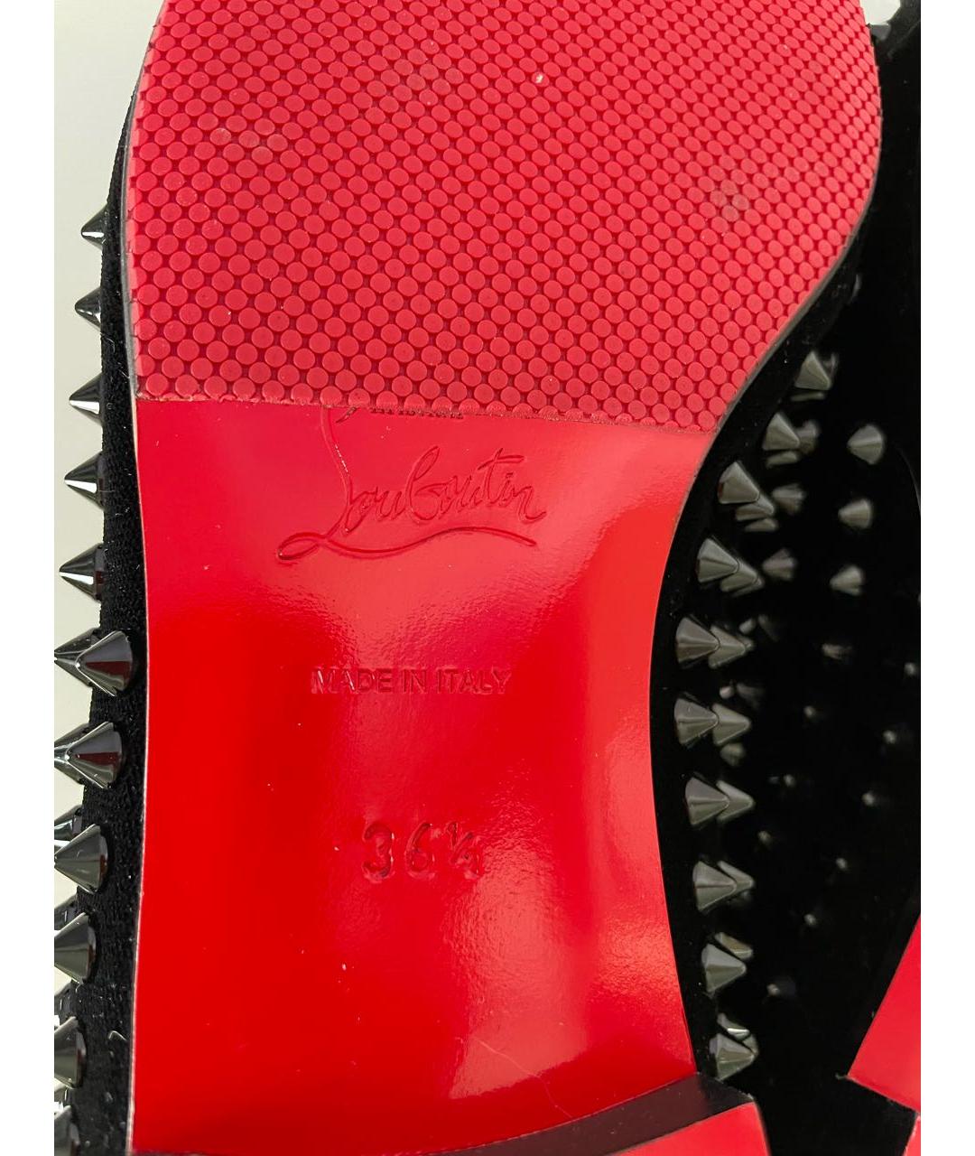 CHRISTIAN LOUBOUTIN Черные бархатные лоферы, фото 6