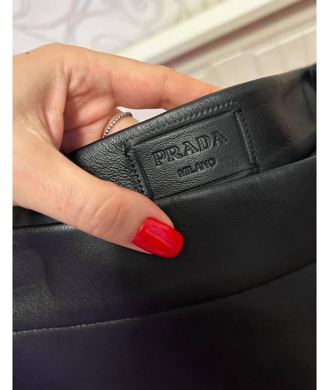 PRADA Черная кожаная юбка макси, фото 5