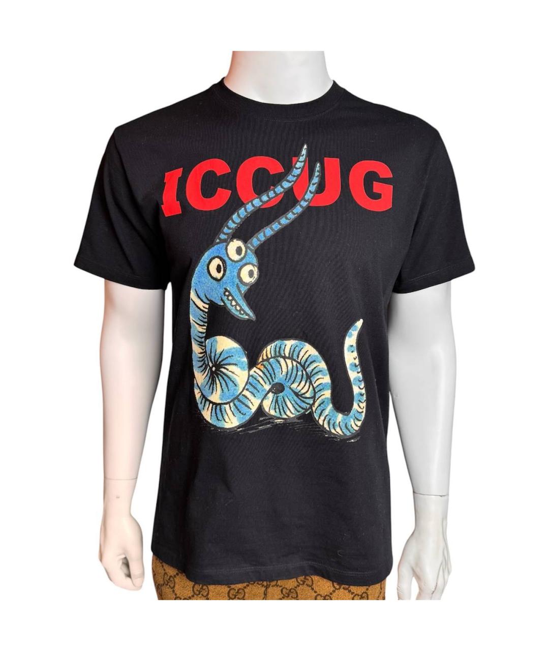 GUCCI Черная хлопковая футболка, фото 6
