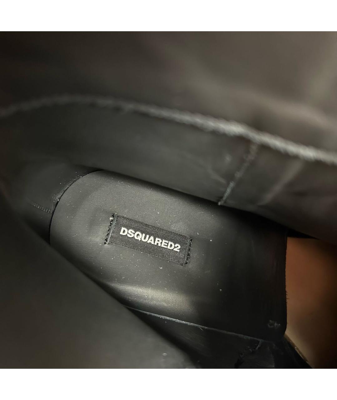 DSQUARED2 Черные кожаные высокие ботинки, фото 8