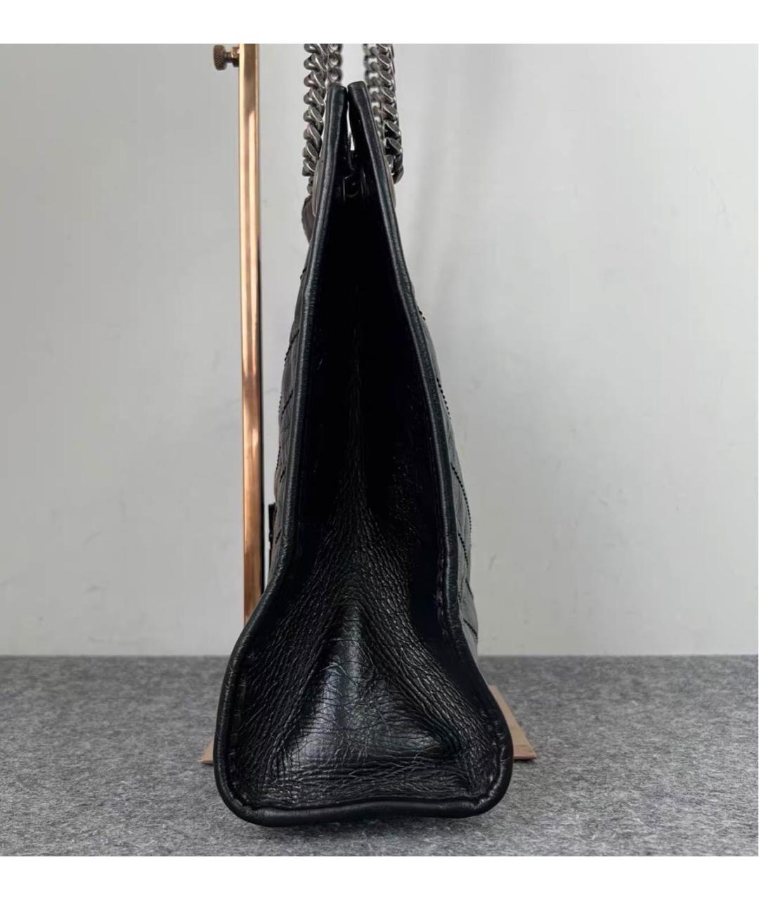SAINT LAURENT Черная кожаная сумка тоут, фото 3