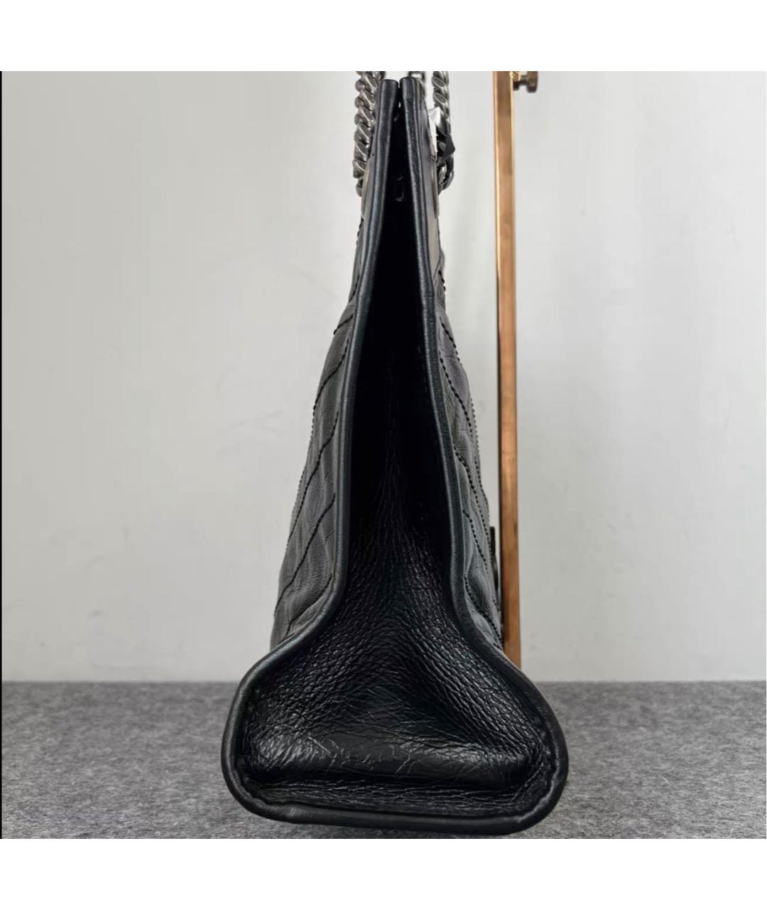 SAINT LAURENT Черная кожаная сумка тоут, фото 4