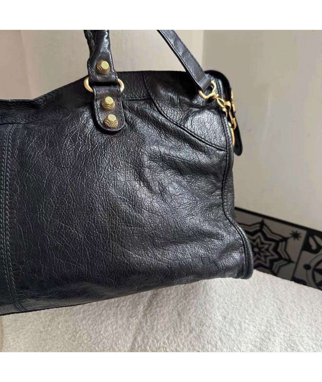 BALENCIAGA Черная кожаная сумка тоут, фото 5