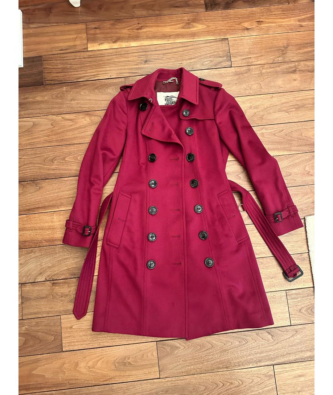 BURBERRY Бордовое шерстяное пальто, фото 7