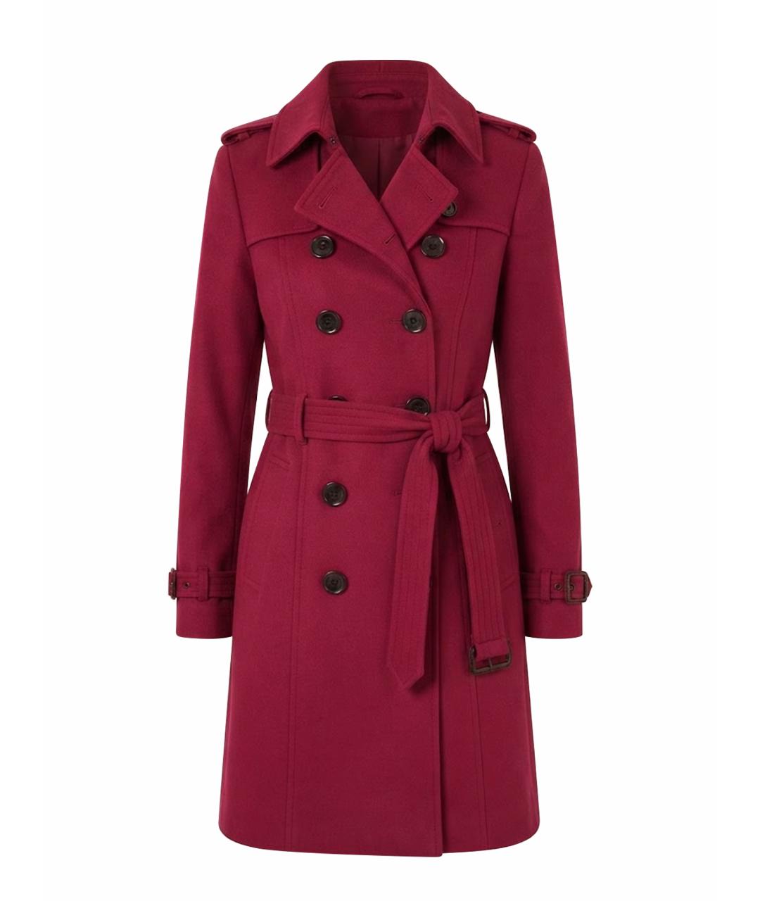 BURBERRY Бордовое шерстяное пальто, фото 1