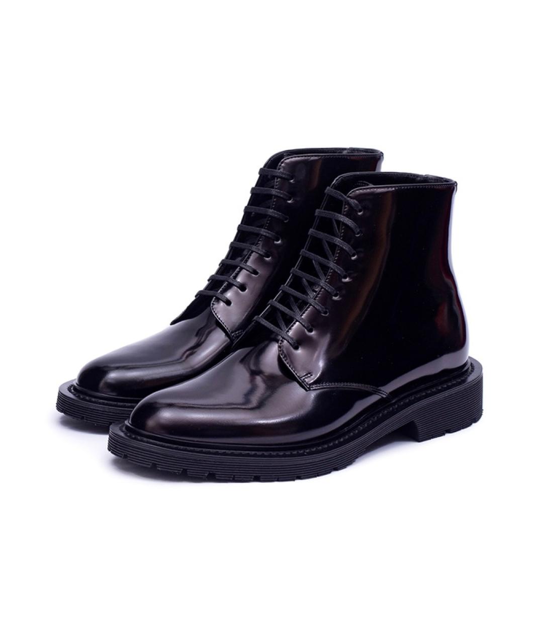SAINT LAURENT Черные кожаные ботинки, фото 3