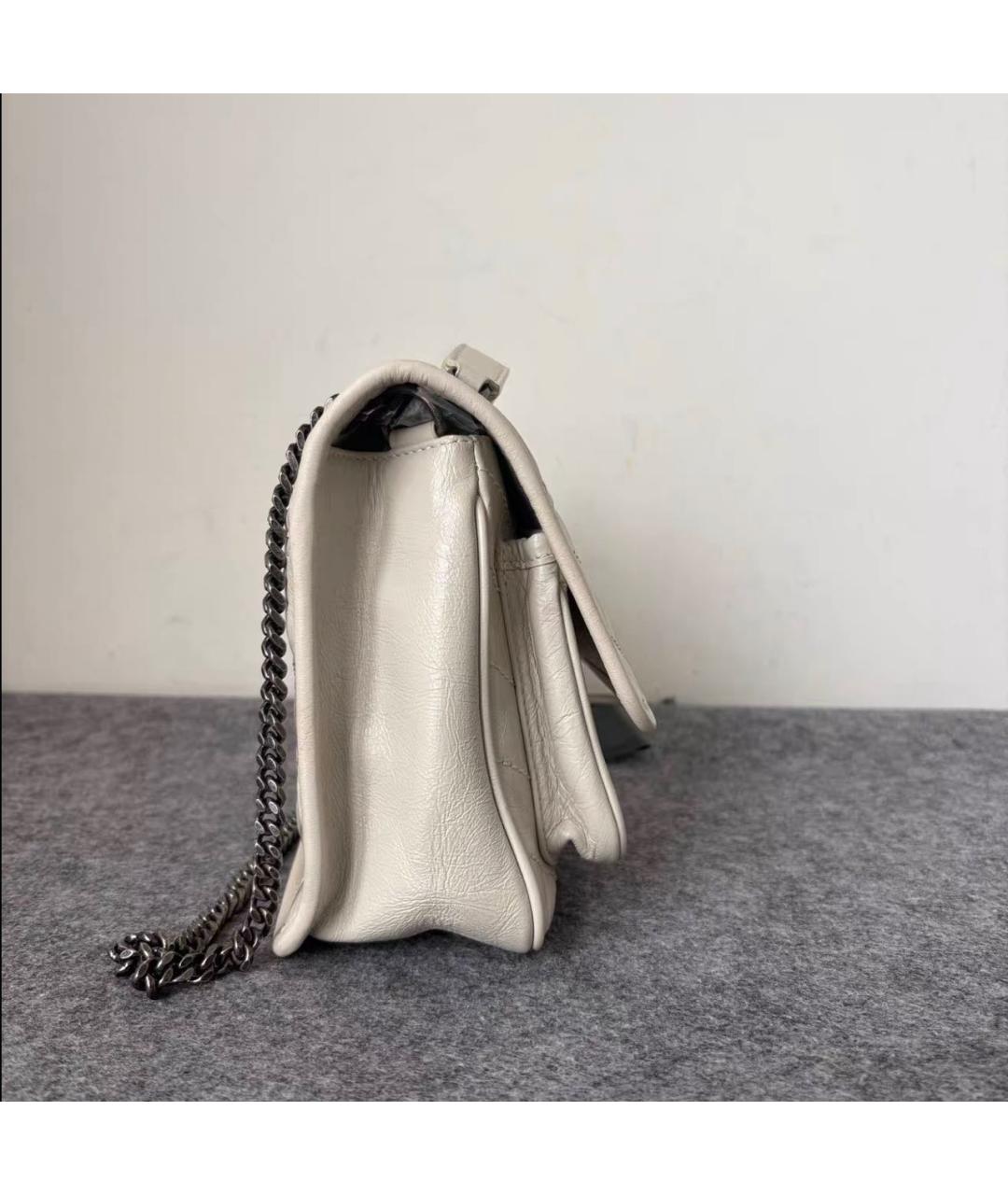 SAINT LAURENT Бежевая кожаная сумка через плечо, фото 2