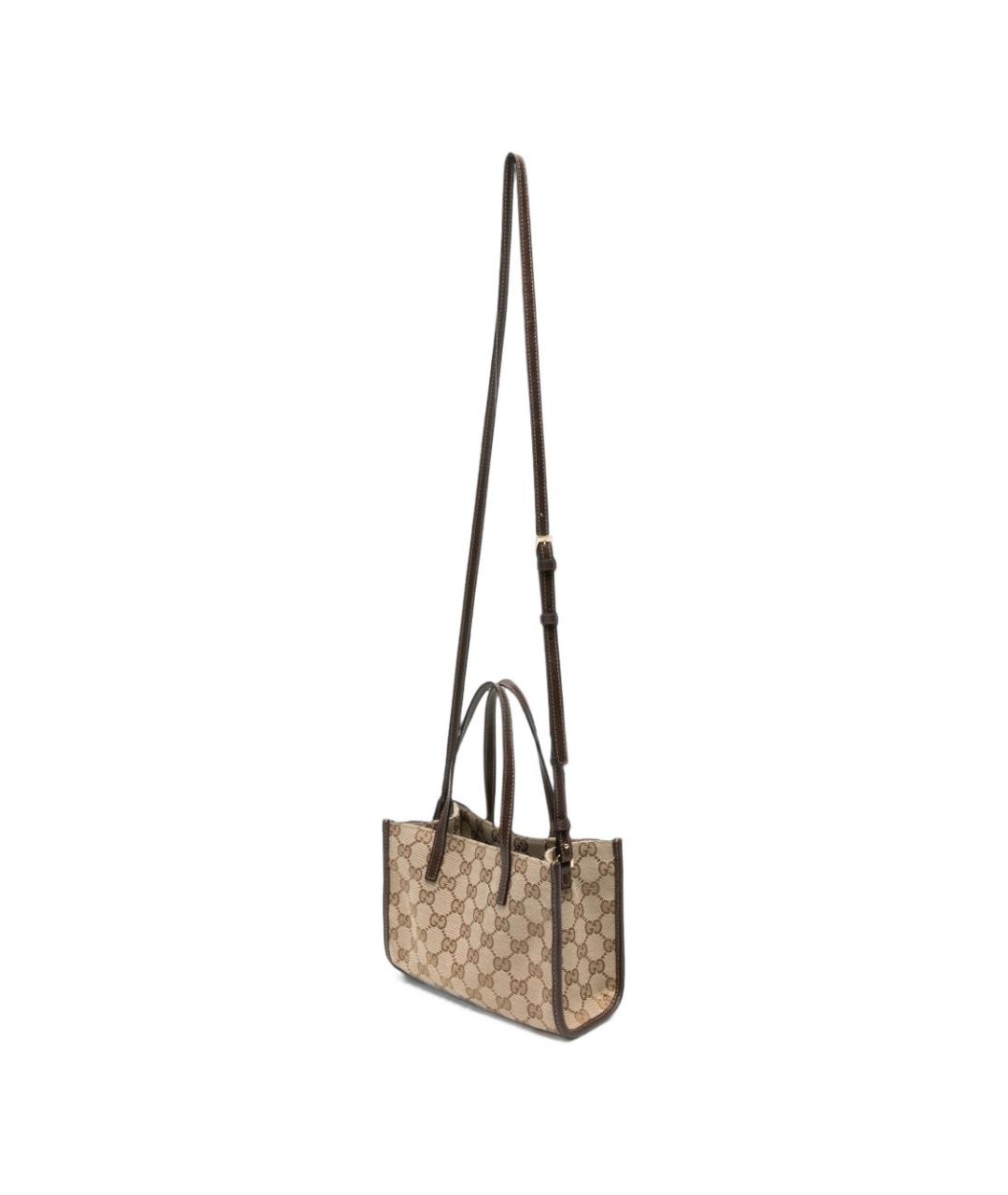 GUCCI Бежевая сумка тоут из канвы, фото 3