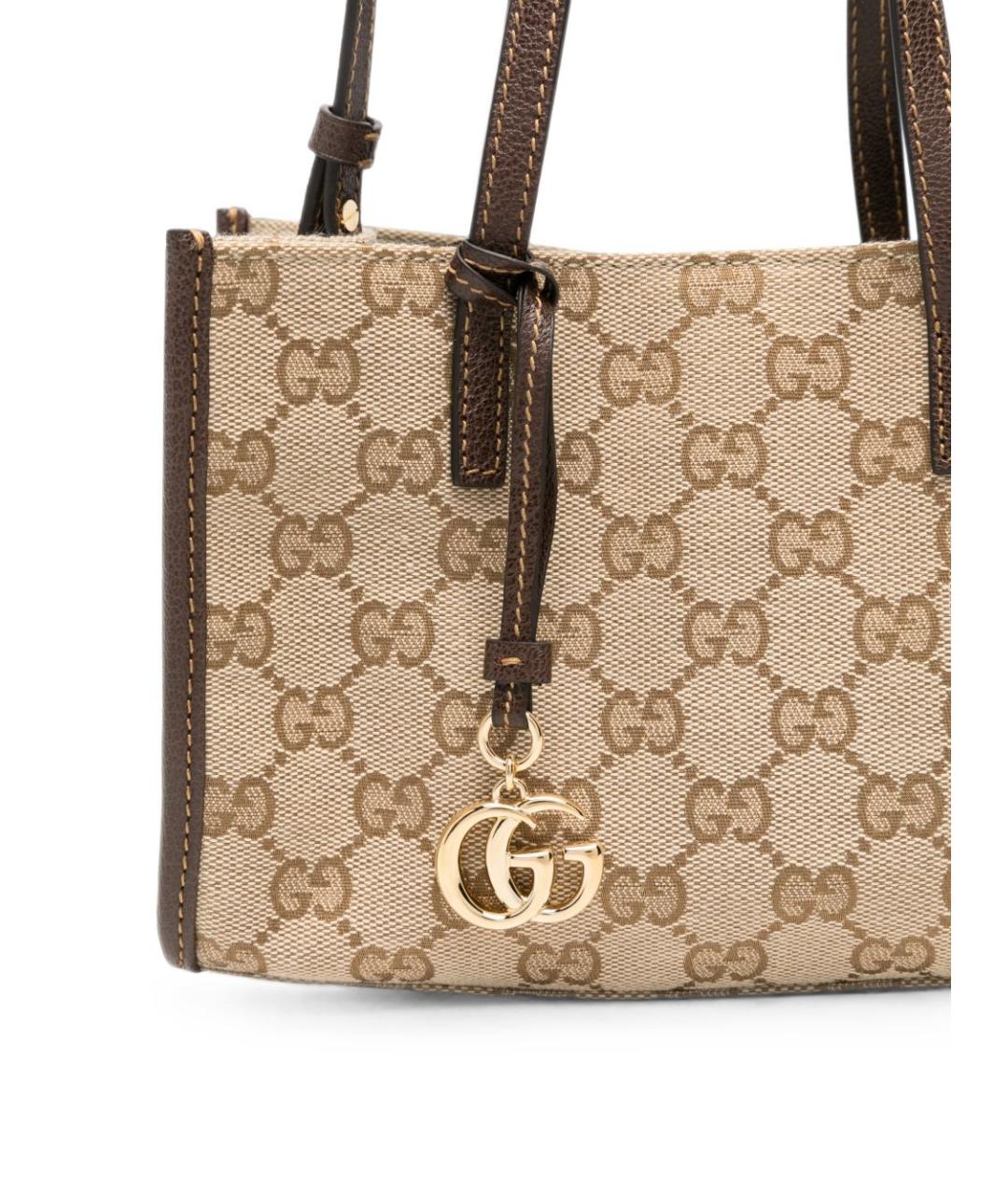 GUCCI Бежевая сумка тоут из канвы, фото 4