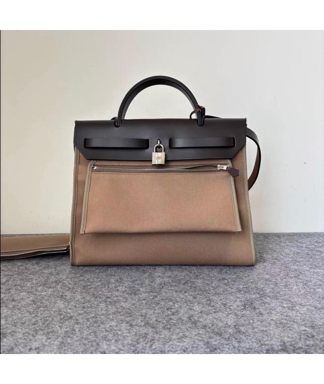 HERMES Коричневая кожаная сумка тоут, фото 2