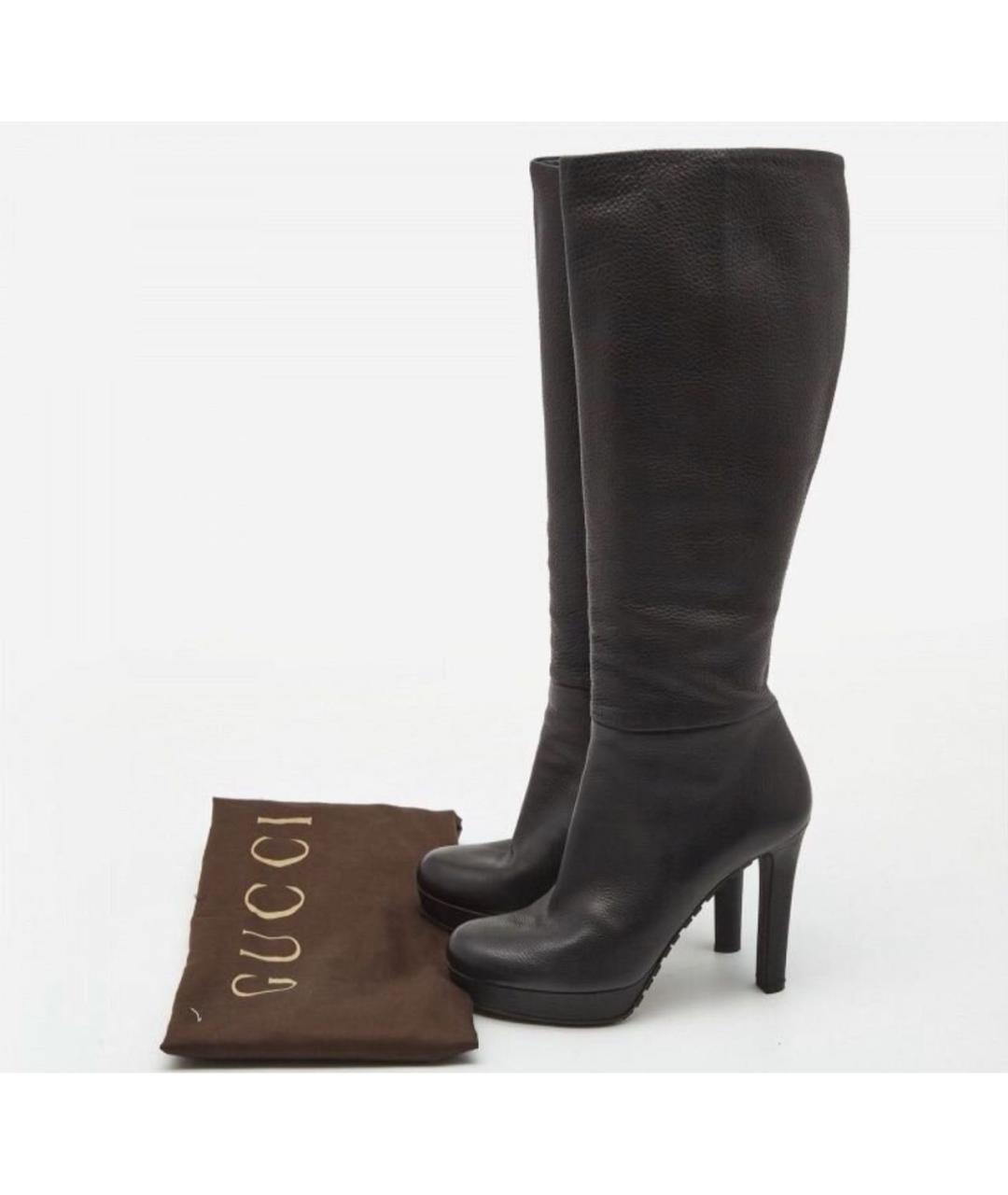 GUCCI Черные кожаные сапоги, фото 7