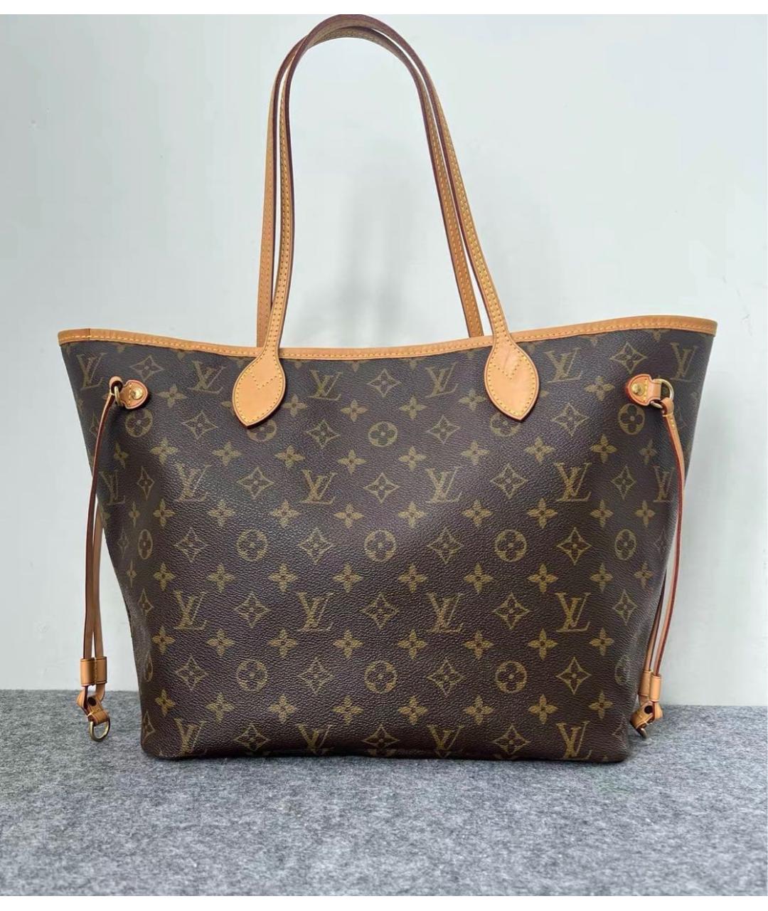 LOUIS VUITTON Коричневая кожаная сумка тоут, фото 9