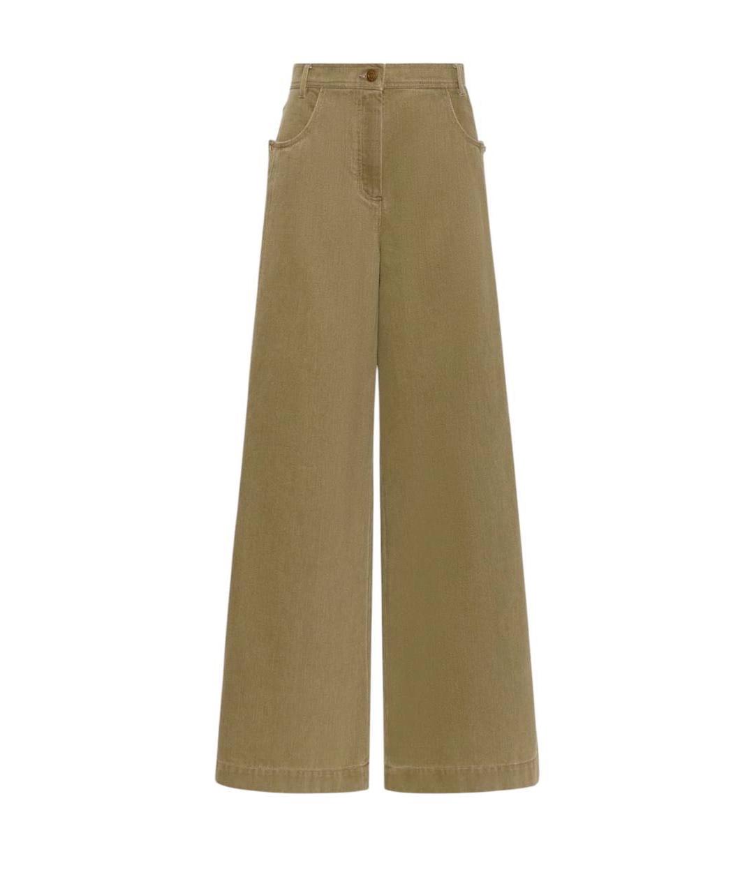 MAX MARA STUDIO Хаки хлопковые брюки широкие, фото 5