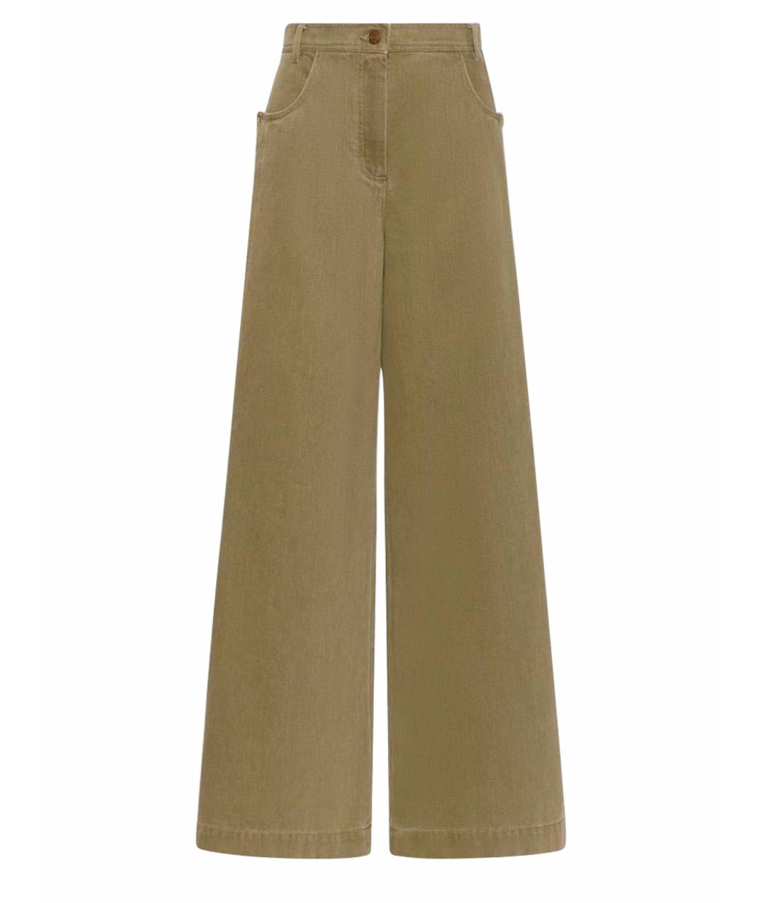 MAX MARA STUDIO Хаки хлопковые брюки широкие, фото 1