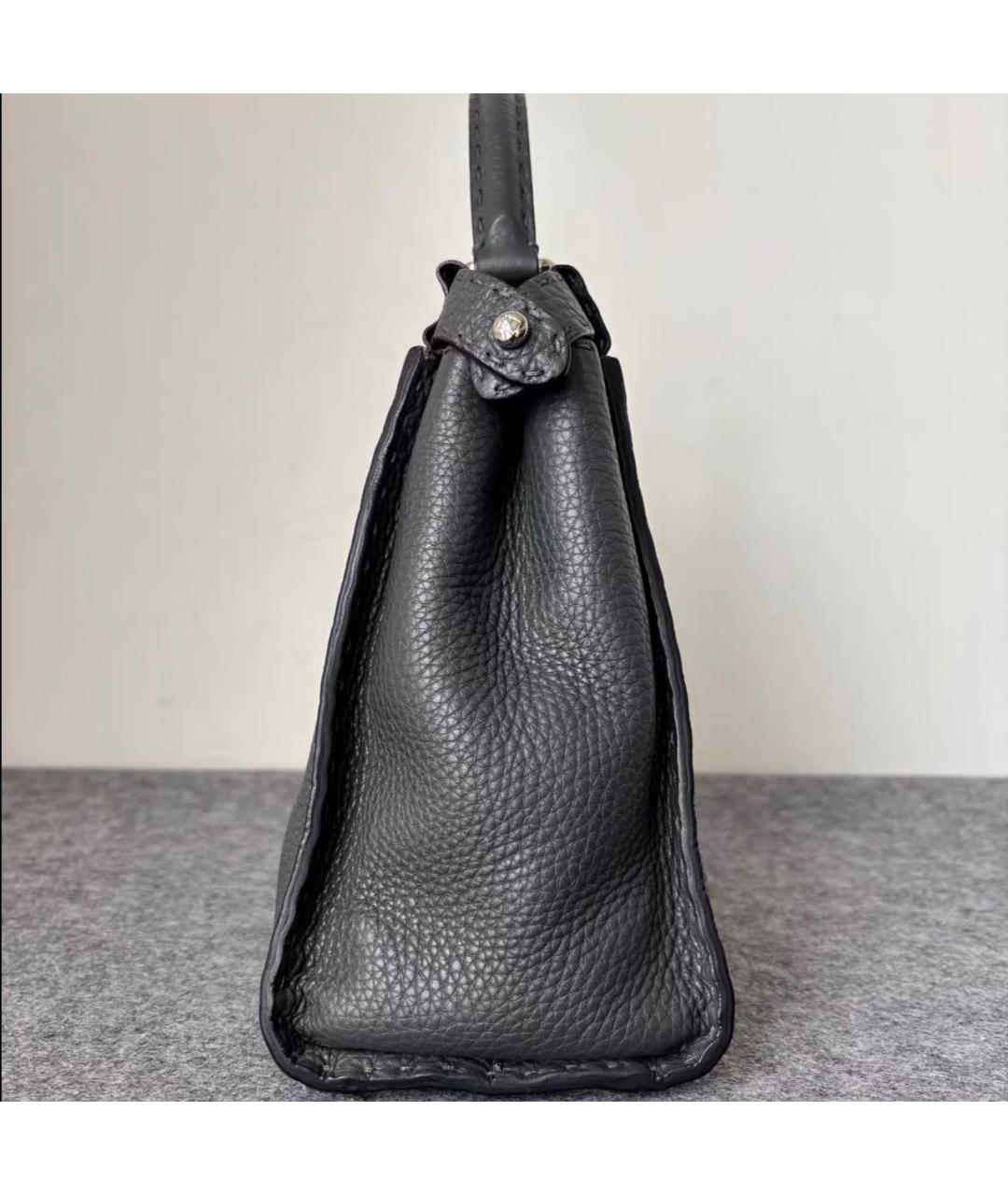 FENDI Черная кожаная сумка тоут, фото 3