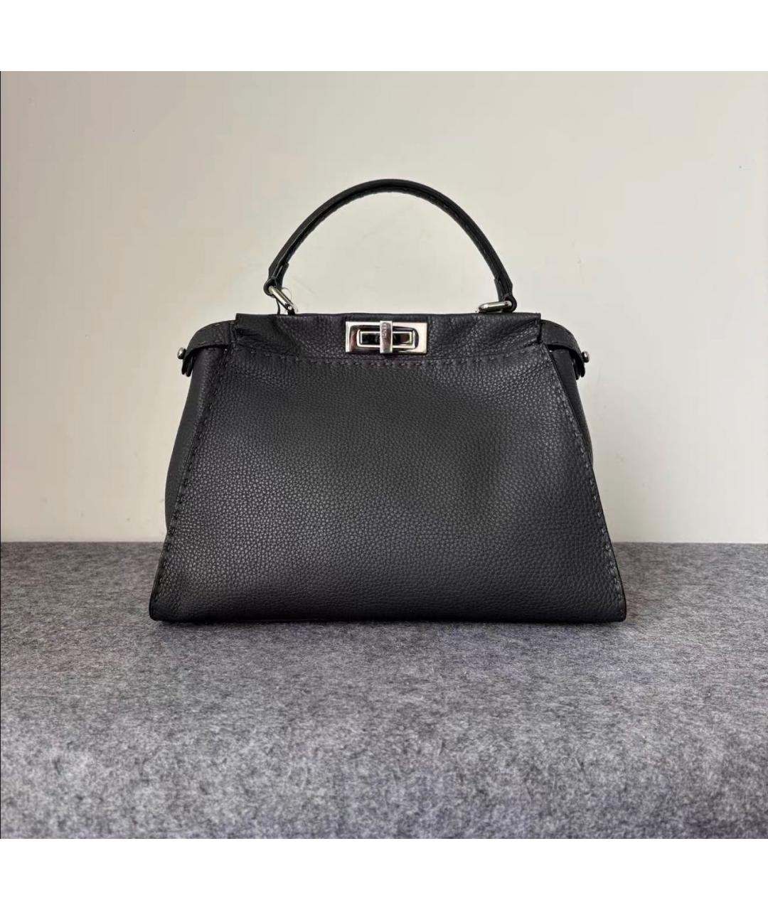 FENDI Черная кожаная сумка тоут, фото 2