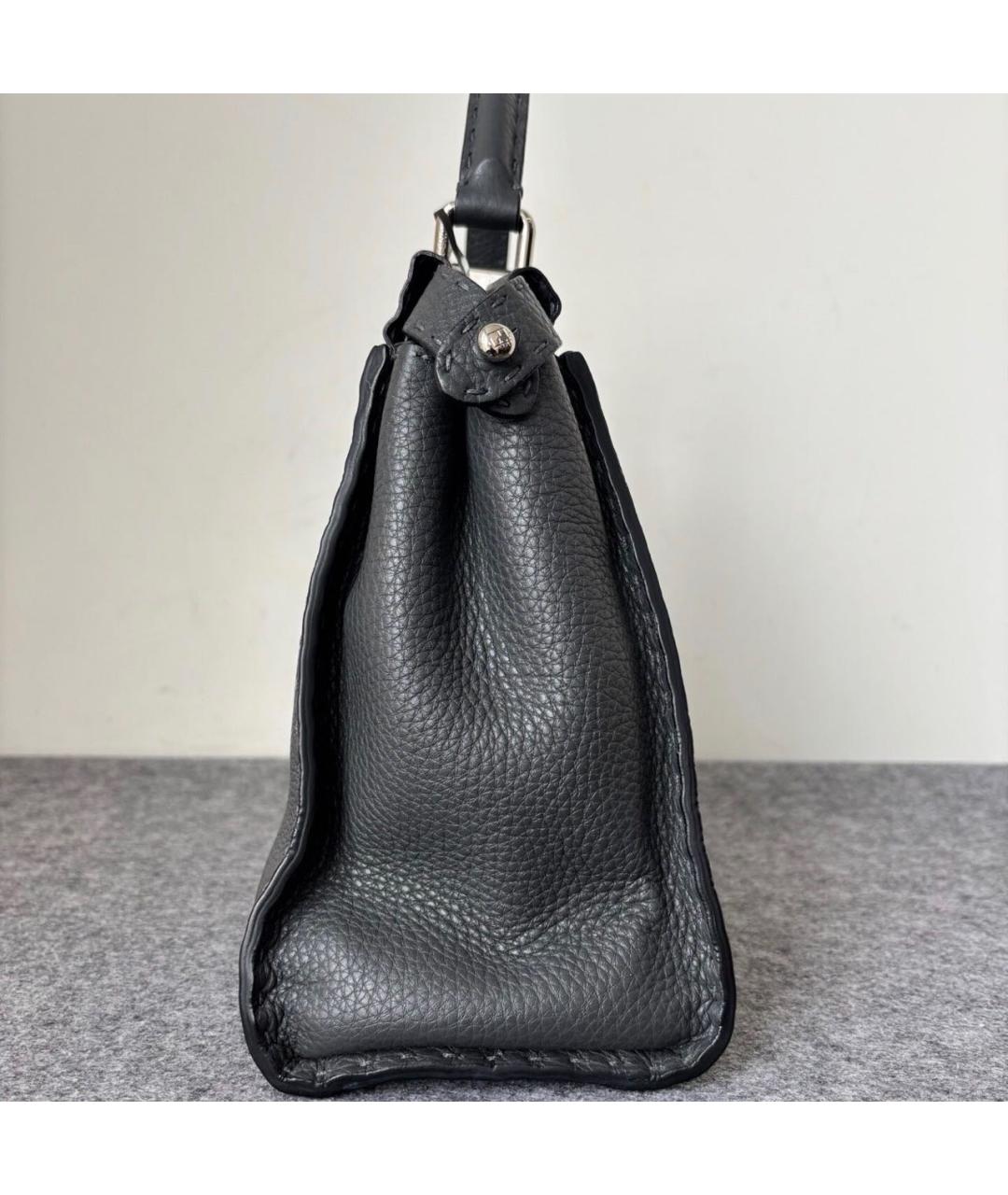 FENDI Черная кожаная сумка тоут, фото 4
