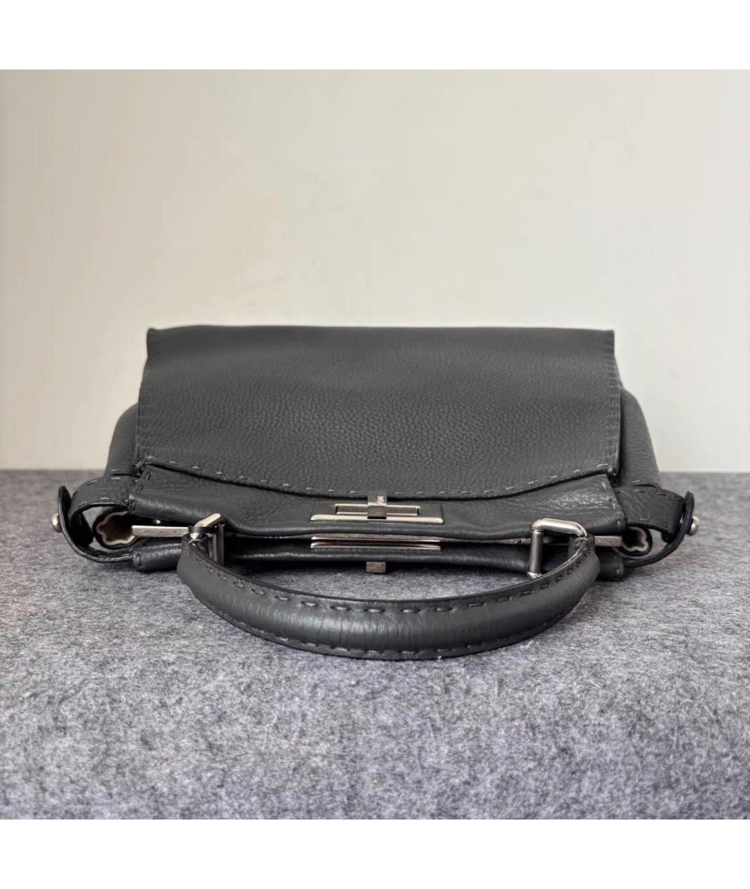 FENDI Черная кожаная сумка тоут, фото 5